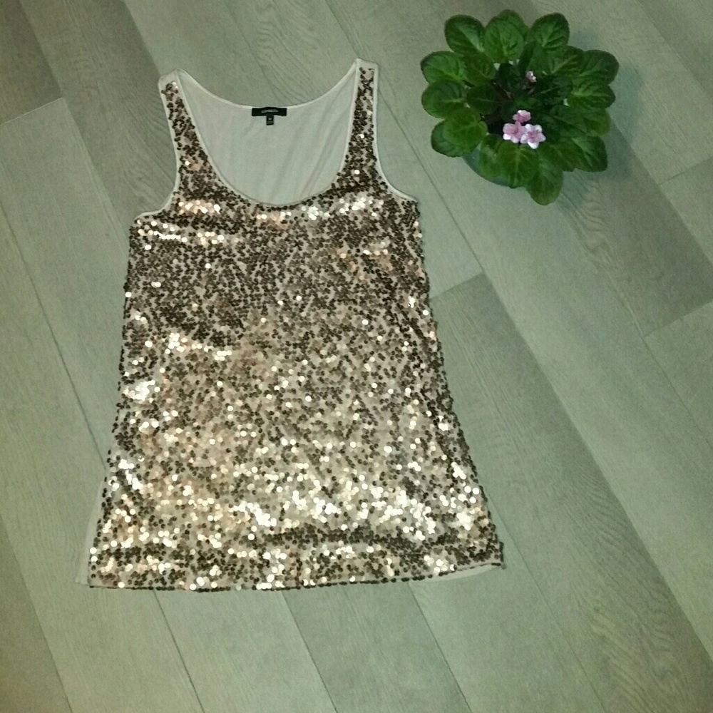 Express Sequin Embellished Tank Top